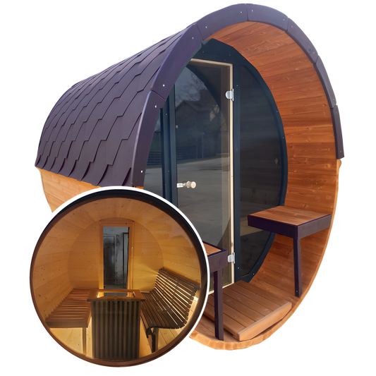 Ultra Deep Barrel 4m Outdoor Sauna with Full Front & Full Rear Panoramic Glass
