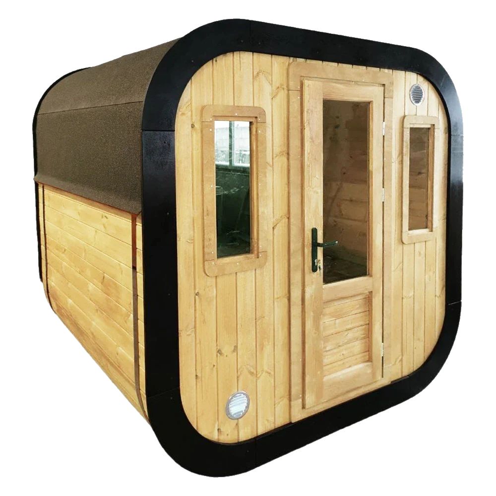 Cube Outdoor Sauna with Panoramic Rear Glass