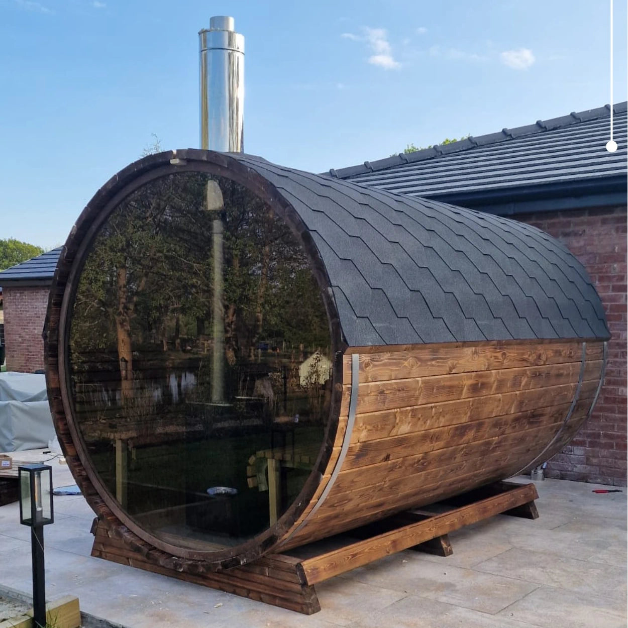 Ultra Deep Barrel 4m Outdoor Sauna with Panoramic Rear Glass