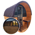 Ultra Deep Barrel 4m Outdoor Sauna with Half Front & Half Rear Panoramic Glass