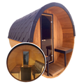 Barrel 2.5m Outdoor Sauna with Panoramic Rear Glass