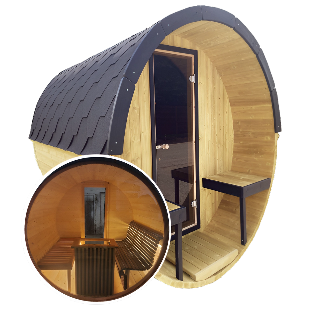 Ultra Deep Barrel 4m Outdoor Sauna with Panoramic Rear Glass