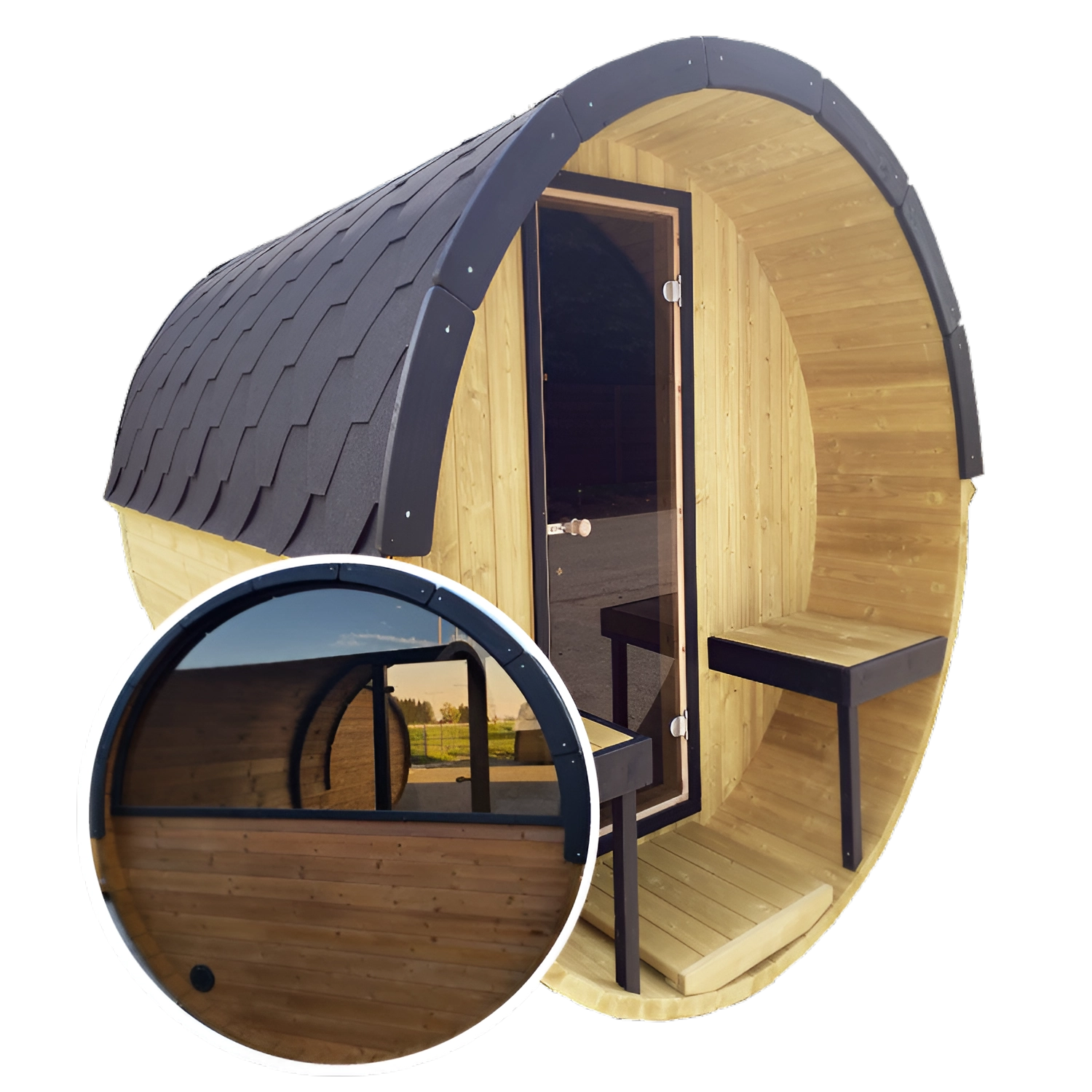 Ultra Deep Barrel 4m Outdoor Sauna with Half Rear Panoramic Glass