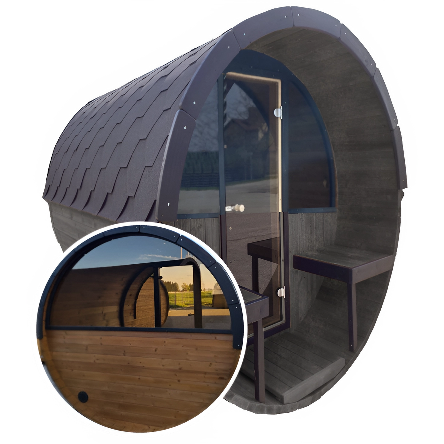 Ultra Deep Barrel 4m Outdoor Sauna with Half Front & Half Rear Panoramic Glass