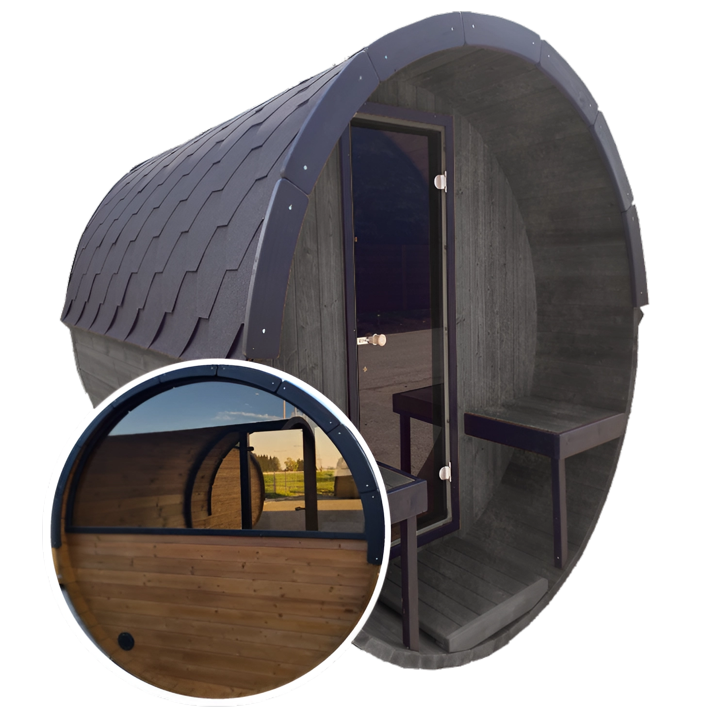 Ultra Deep Barrel 4m Outdoor Sauna with Half Rear Panoramic Glass
