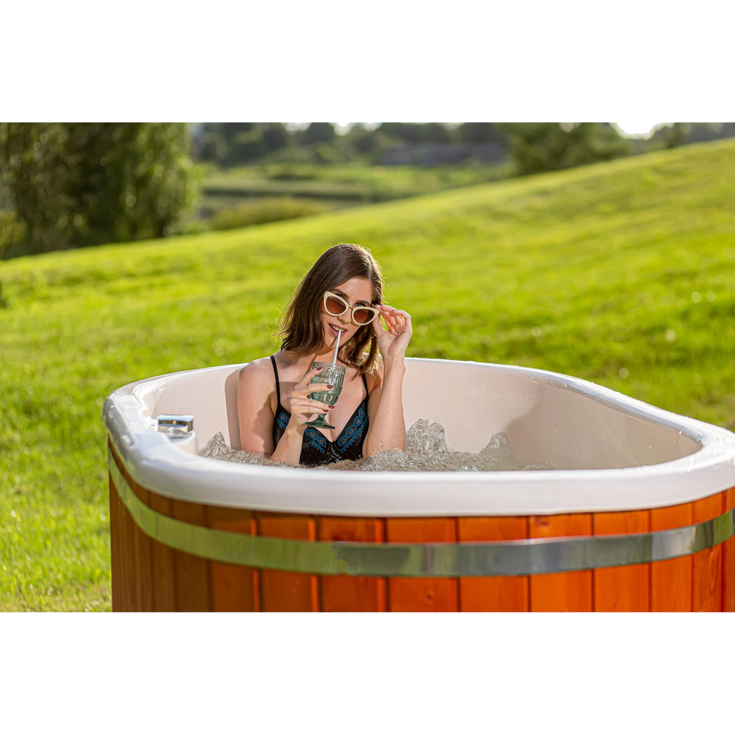 Custom Oval Wood Fired Hot Tub Spa