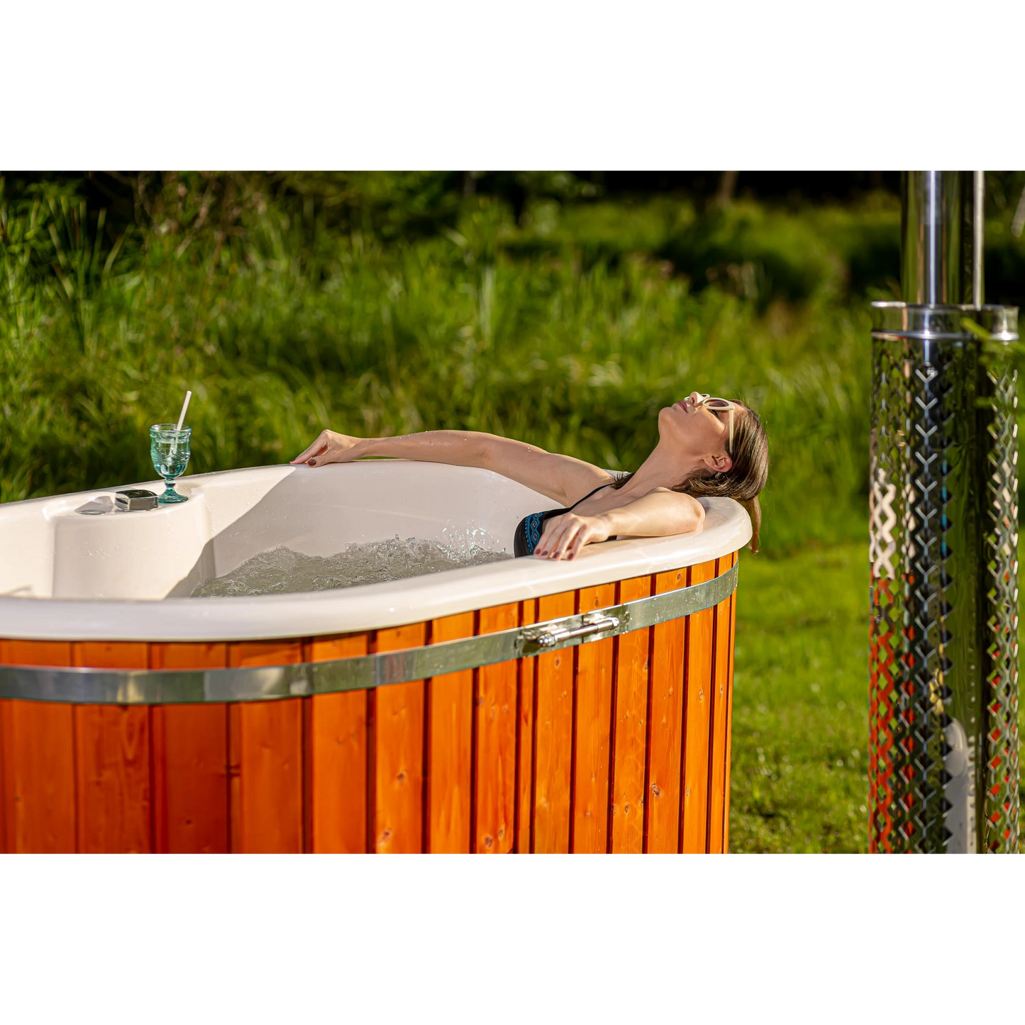 Custom Oval Wood Fired Hot Tub Spa