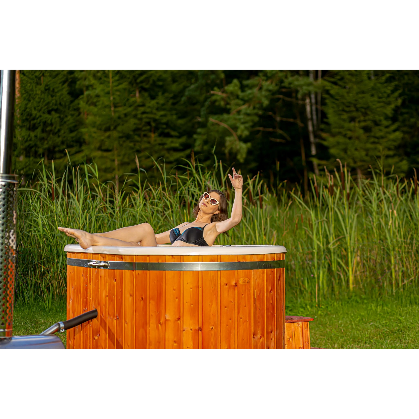 Custom Oval Wood Fired Hot Tub Spa