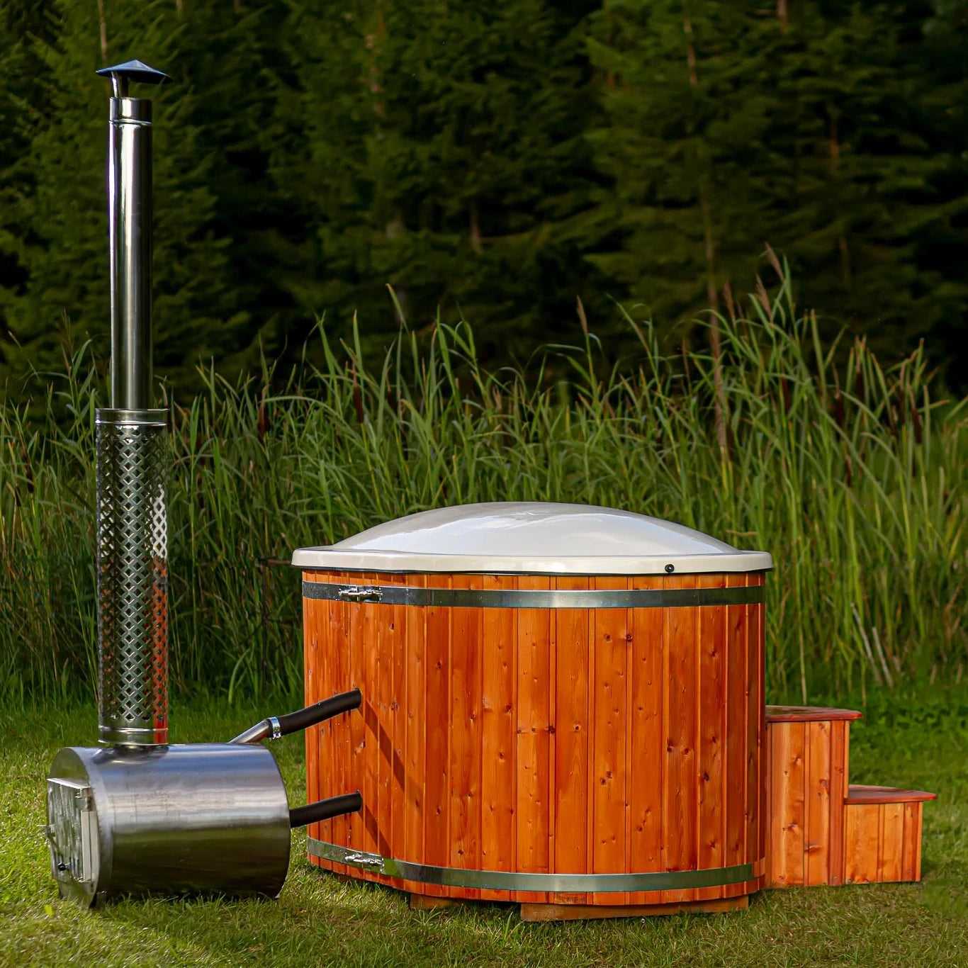 Custom Oval Wood Fired Hot Tub Spa