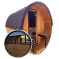 Barrel 2.5m Outdoor Sauna with Half Rear Panoramic Glass