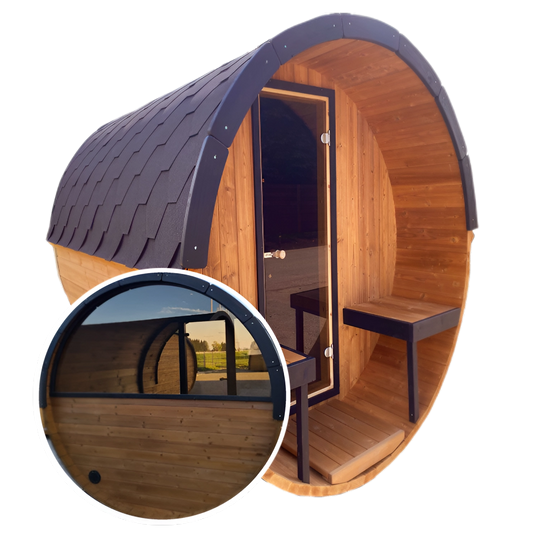 Ultra Deep Barrel 4m Outdoor Sauna with Half Rear Panoramic Glass