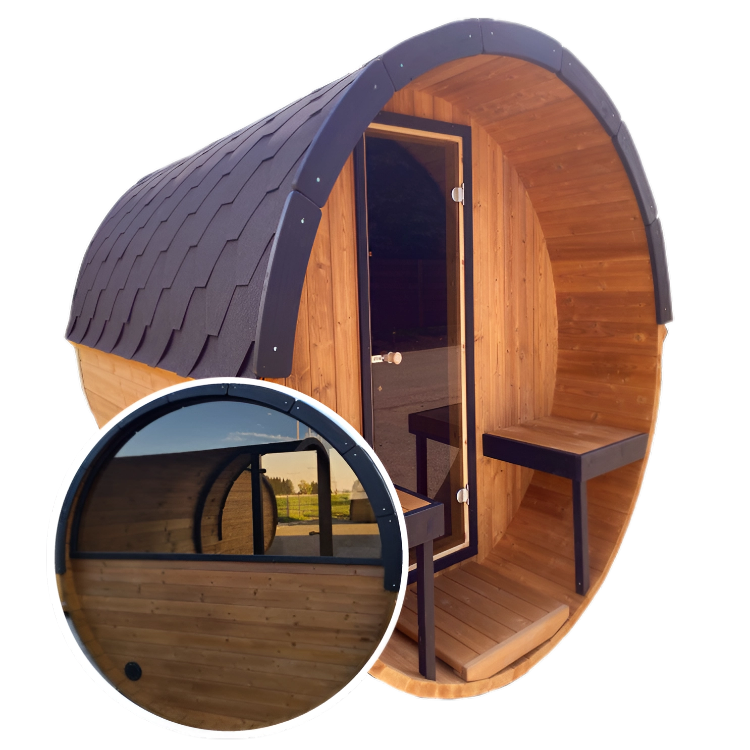Ultra Deep Barrel 4m Outdoor Sauna with Half Rear Panoramic Glass