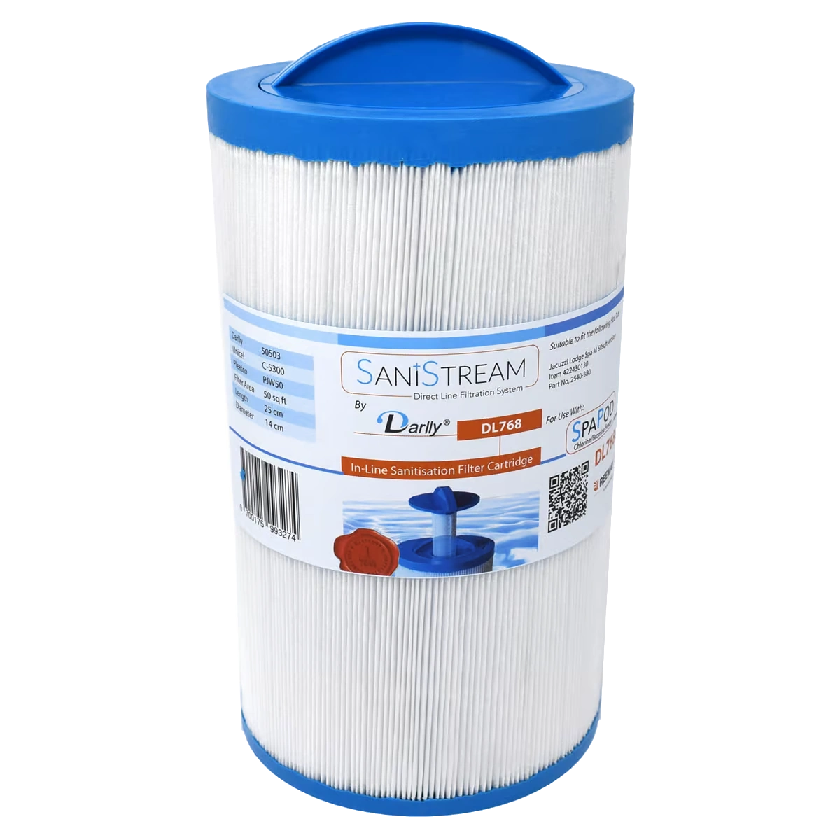 Darlly Hot Tub Filter DL768 Direct Line Filtration for Jacuzzi 2540-380