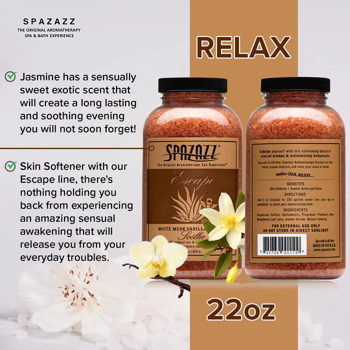 Spazazz Escape White Musk Vanilla Jasmine Hot Tub Spa Fragrance