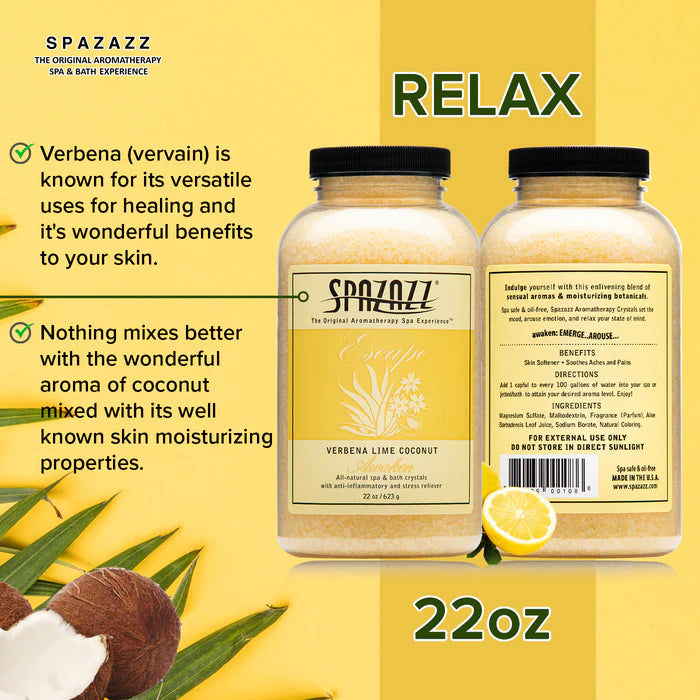 Spazazz Escape Verbena Lime Coconut Hot Tub Spa Fragrance