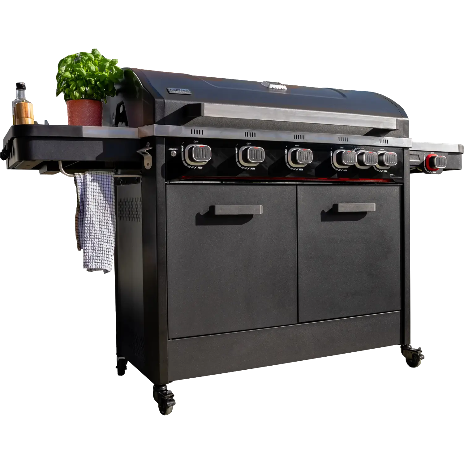 Norfolk Grills Infinity Gas Cooker BBQ with Cabinet & Side Burner